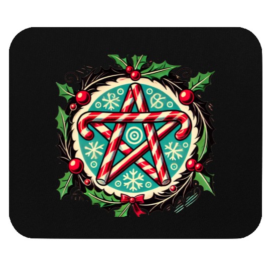 Yule Pentacle with Candy Canes Pagan Holiday Desig Mouse Pads