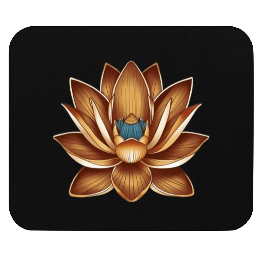 Artistic Lotus with Blue Accents Mouse Pads