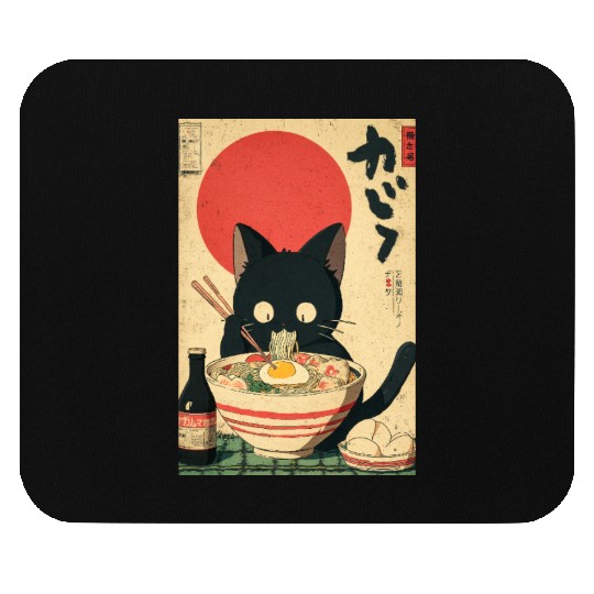 Ramen Cat Retro Poster Mouse Pads