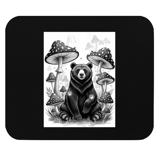 Whimsical Forest Bear & Magical Mushrooms Mouse Pads