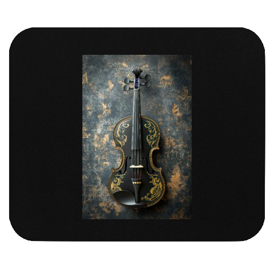 Elegant Black and Gold Violin Mouse Pads