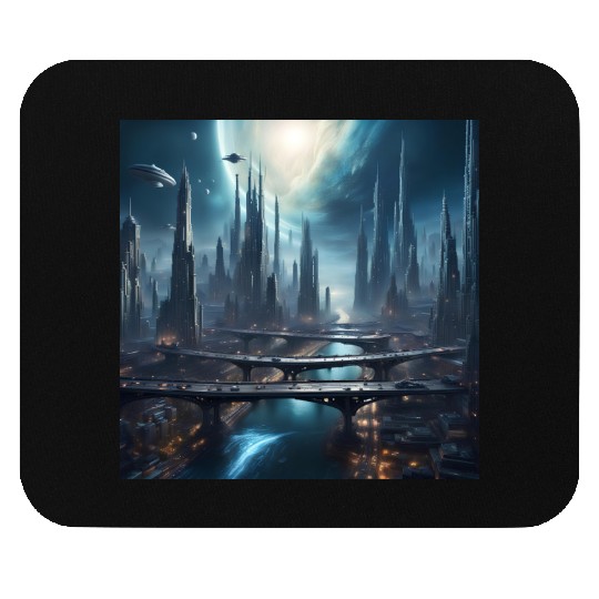 Magic City with Skyscraper Sci-Fi Alien Planet Mouse Pads