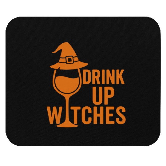 Witch Themed Drink Up Glass Design Mouse Pads