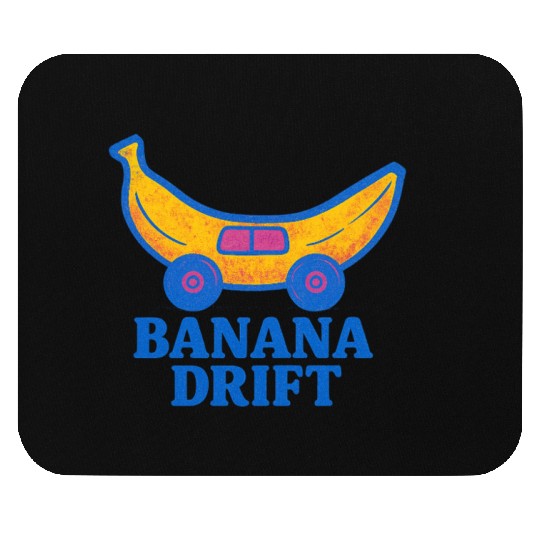 Whimsical Banana Drift Car Design Mouse Pads