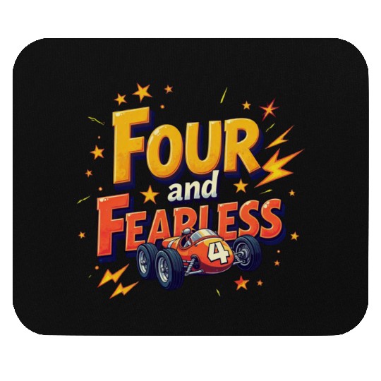 Four and Fearless - 4th Birthday Race Car Design Mouse Pads