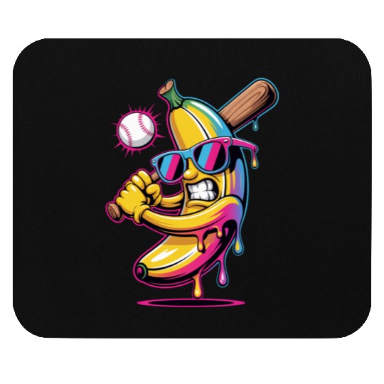 Funny Banana Swinging Baseball Humor Cartoon Drip Mouse Pads