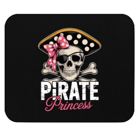 Pirate Princess Skull and Crossbones with Pink Bow Mouse Pads