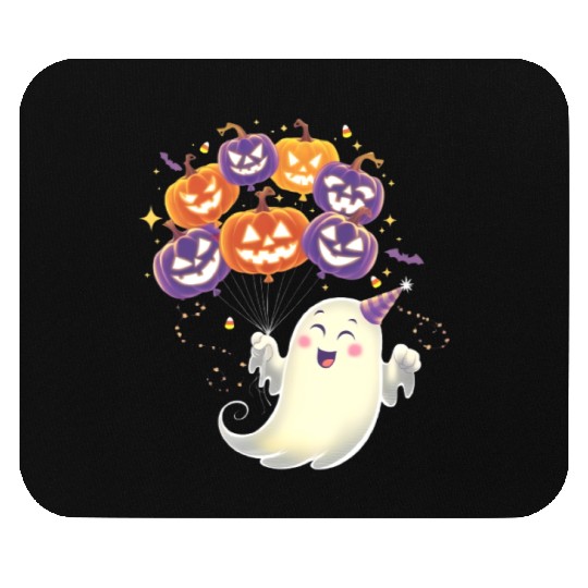 Halloween Ghost with Jack-o'-Lantern Balloons Mouse Pads
