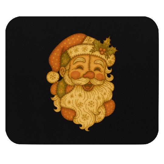 Patchwork Santa Face Vintage Christmas Folk Art Mouse Pads