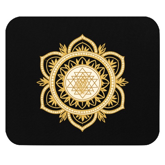 Golden Sacred Geometry Lotus Design Mouse Pads