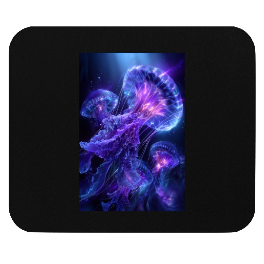 Neon Glow Jellyfish Mouse Pads