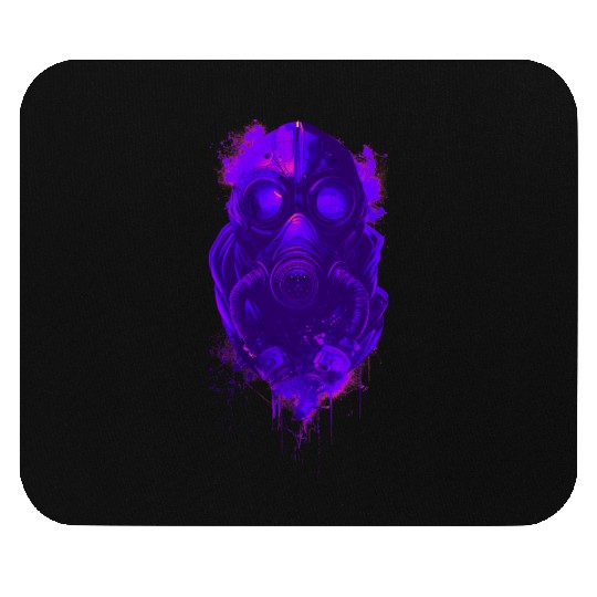Neon Gas Mask Art for Cyberpunk Style Mouse Pads