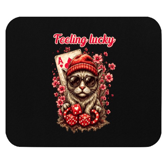 Whimsical Cat Poker Celebration Mouse Pads