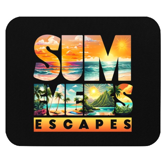 Tropical Sunset Beach Scene Mouse Pads