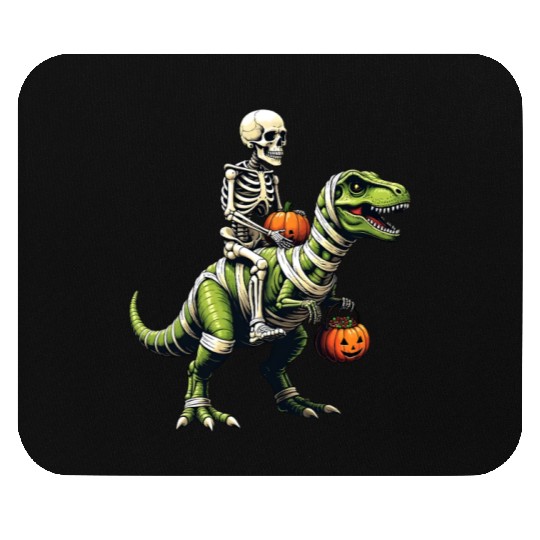 Skeleton Riding Mummy Dinosaur Funny Halloween Mouse Pads