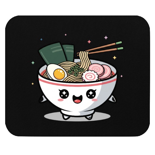 Cute Kawaii Ramen Bowl and Happy Sushi Friends Mouse Pads