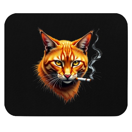 Orange Smoking Cat Mouse Pads |Realistic Cool Cat PNG