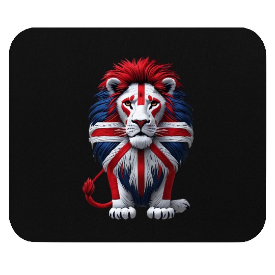 British Lion with Union Jack Flag Graphic Design Mouse Pads