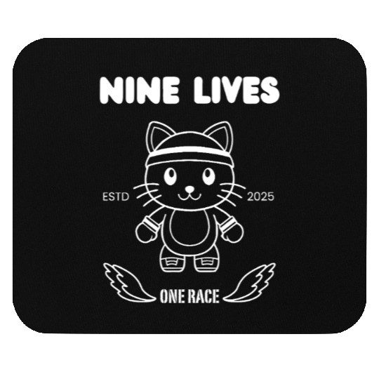 Nine Lives – Funny Athletic Running Cat Design Mouse Pads