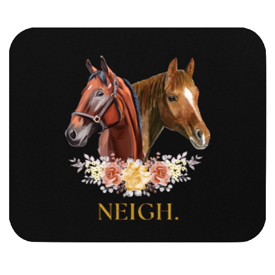Elegant Horse Floral Neigh Funny Equestrian Art Mouse Pads