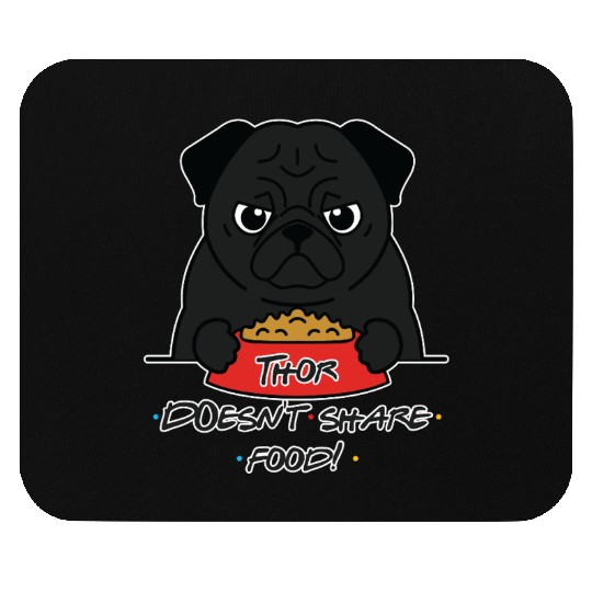 Grumpy Pug with Food Bowl Mouse Pads