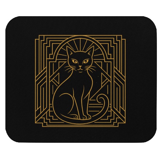 Art Deco Cat Illustration Mouse Pads