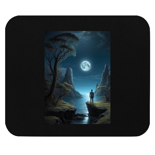 Lunar Night Cliff Landscape Mouse Pads