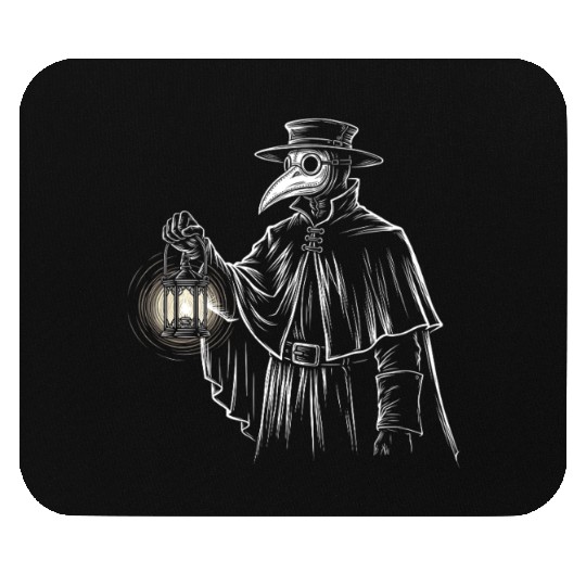 Dark Medieval Plague Doctor Illustration Mouse Pads