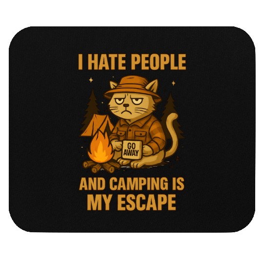 Grumpy Cat Camping Mouse Pads