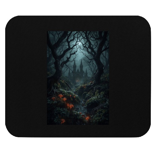 Enchanted Forest with Haunted Castle Mouse Pads