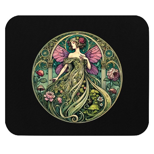 Enchanted Floral Fairy Illustration Mouse Pads