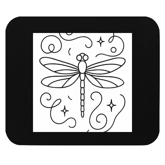 “Minimal line art dragonfly, soft curves, modern  Mouse Pads