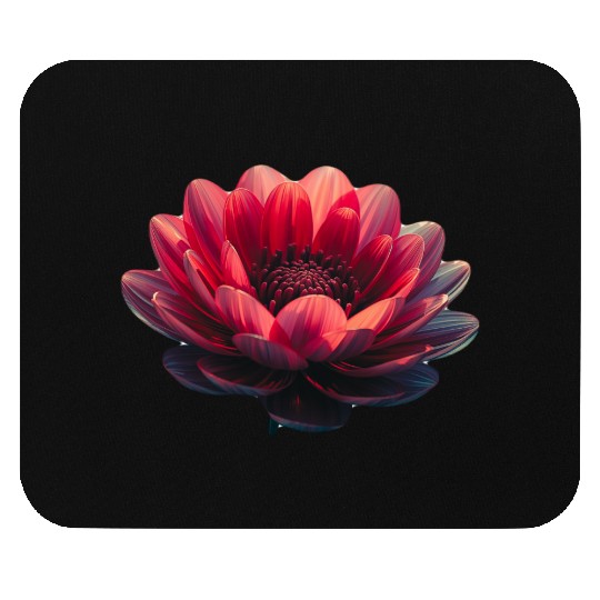 Vivid Red Lotus Blossom Design Mouse Pads