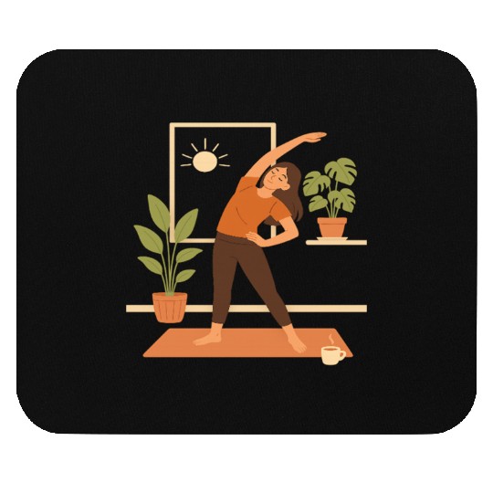 Sunlit Yoga Stretch Illustration Mouse Pads
