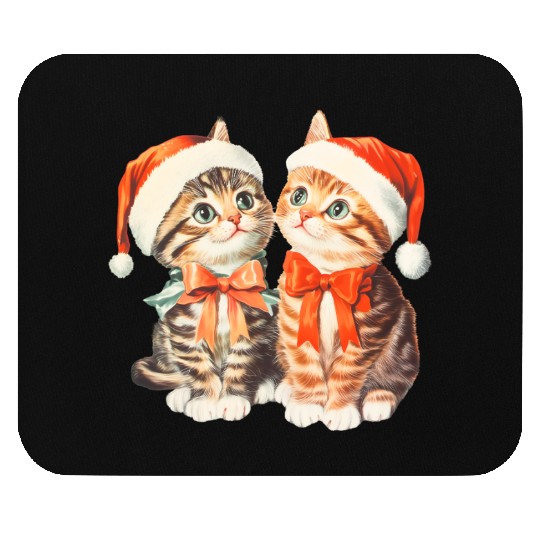 Festive Kittens in Santa Hats Mouse Pads