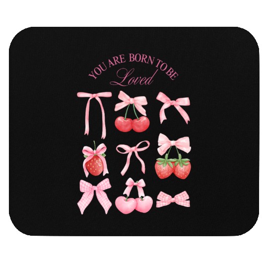 Cherry and Strawberry Bow Motif  Mouse Pads