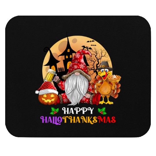 Happy Hallothanksmas Halloween Thanksgiving Xmas Mouse Pads