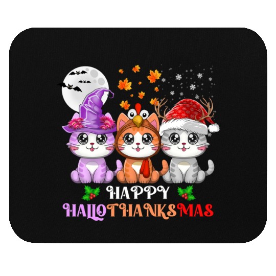 Happy HalloThanksMas Cute Cats Lover Mouse Pads