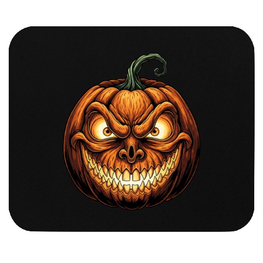 Menacing Jack-o'-Lantern Face Illustration Mouse Pads