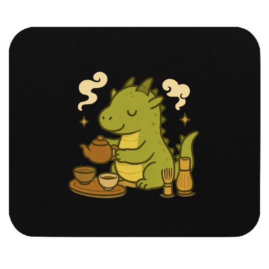 Whimsical Dragon Tea Time Design Mouse Pads