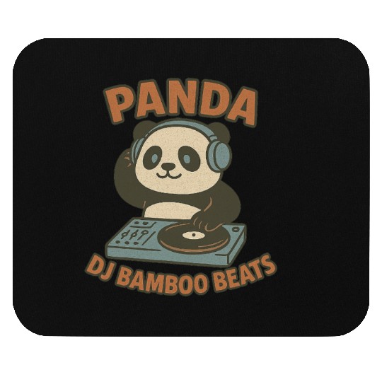 Panda DJ Bamboo Beats Illustration Mouse Pads