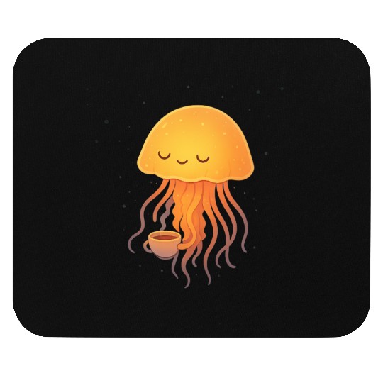 Whimsical Jellyfish Coffee Embrace Mouse Pads