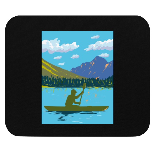 Kayak in Lake Josephine Glacier National Park WPA Mouse Pads