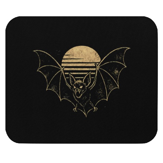 Retro Sunset Bat Silhouette with Full Moon Mouse Pads