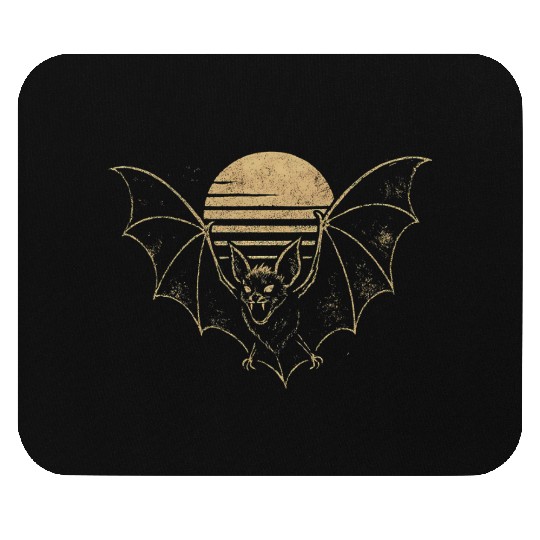 Retro Sunset Bat Silhouette with Full Moon Mouse Pads