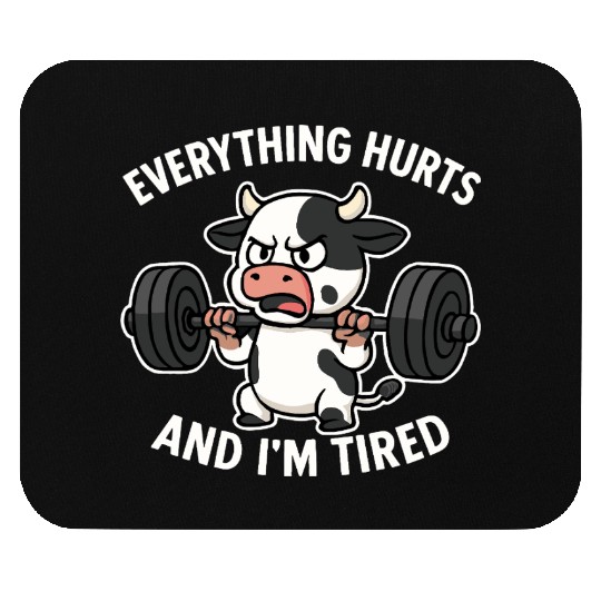 Angry Cow Lifting Weights Humor Mouse Pads
