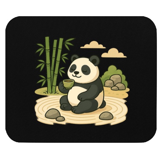 Serene Panda in Bamboo Garden Mouse Pads