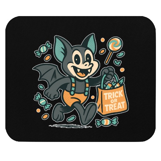 Cute Bat with Candy Bag Halloween Design Mouse Pads