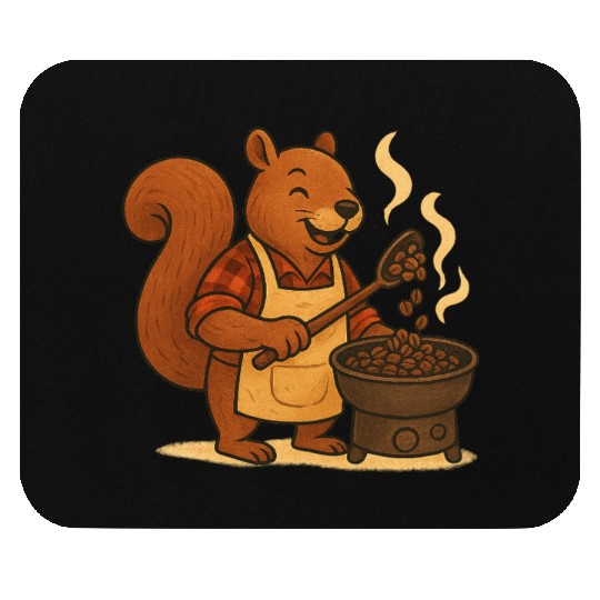 Cozy Squirrel Coffee Roast Design Mouse Pads