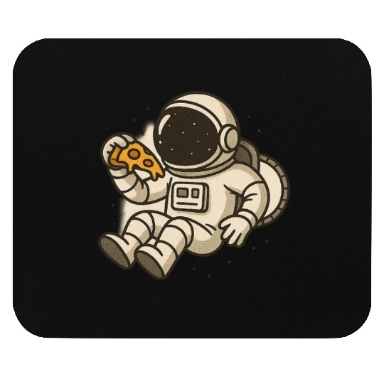 Cute Astronaut Eating Pizza Illustration Mouse Pads